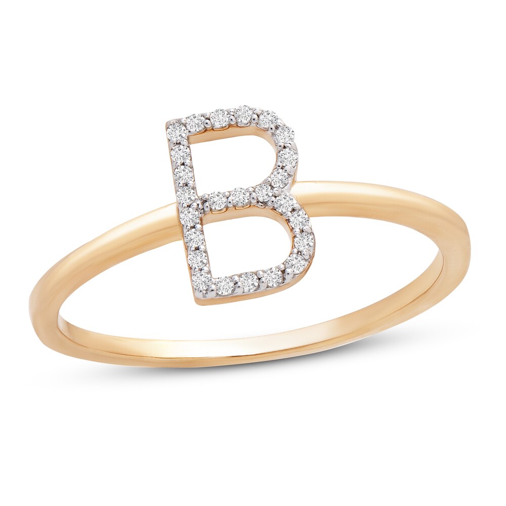 Diamond Letter B Ring 1/10 ct tw 10K Yellow Gold gekKK3KT Diamond Letter B Ring 1/10 ct tw 10K Yellow Gold gekKK3KT