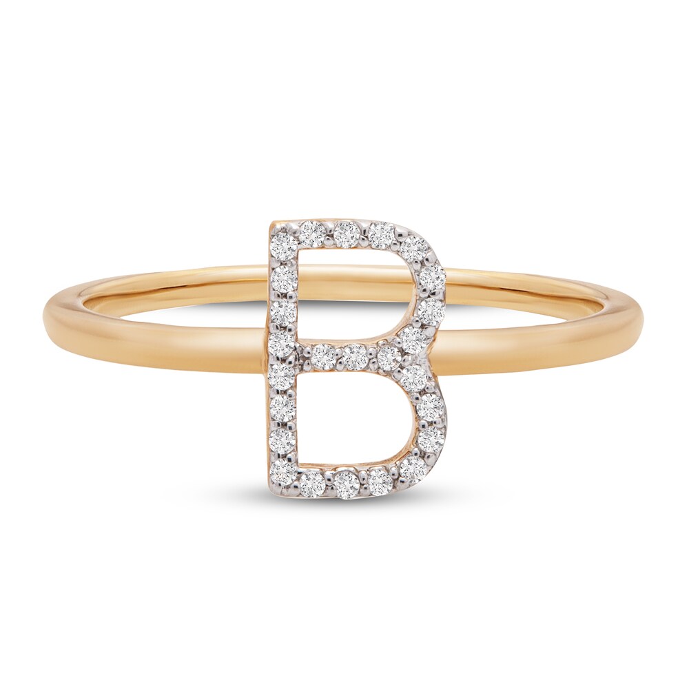 Diamond Letter B Ring 1/10 ct tw 10K Yellow Gold gekKK3KT Diamond Letter B Ring 1/10 ct tw 10K Yellow Gold gekKK3KT