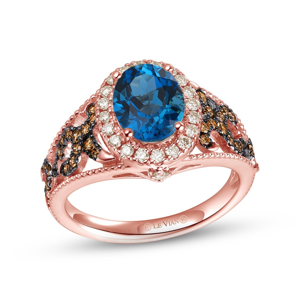 Le Vian Natural Blue Topaz Ring 1/2 ct tw Diamonds 14K Strawberry Gold gfpONMN0 Le Vian Natural Blue Topaz Ring 1/2 ct tw Diamonds 14K Strawberry Gold gfpONMN0