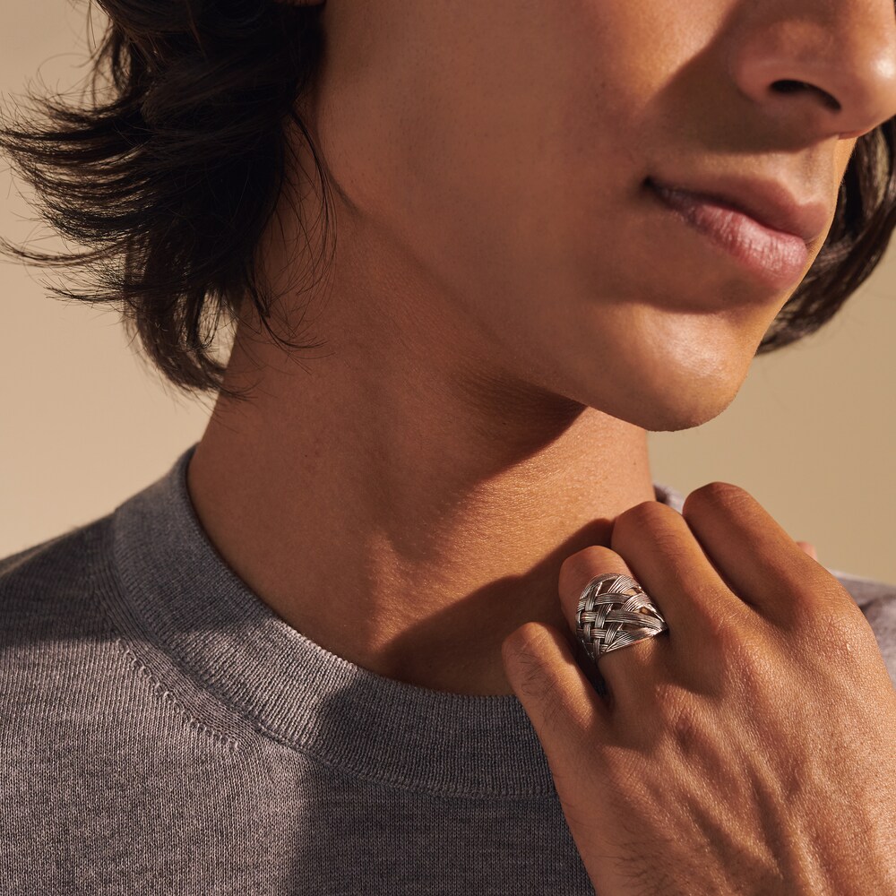 John Hardy Men\'s Woven Bamboo Ring Sterling Silver glMN83n2 John Hardy Men\'s Woven Bamboo Ring Sterling Silver glMN83n2