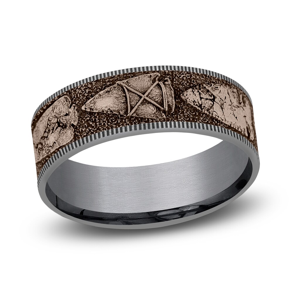 Men's Arrowhead Wedding Band Tantalum/14K Rose Gold 7.5mm gmAMT1lU Men's Arrowhead Wedding Band Tantalum/14K Rose Gold 7.5mm gmAMT1lU