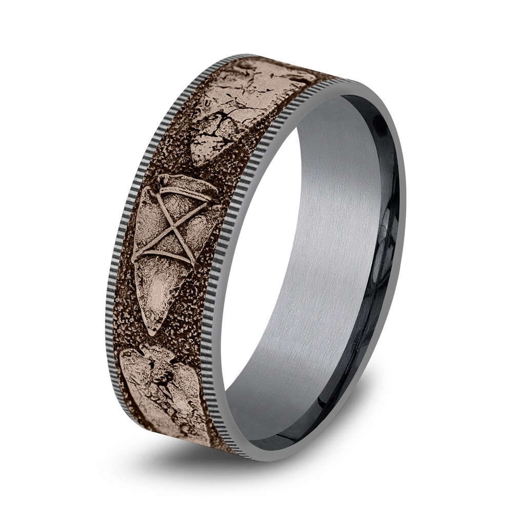 Men\'s Arrowhead Wedding Band Tantalum/14K Rose Gold 7.5mm gmAMT1lU