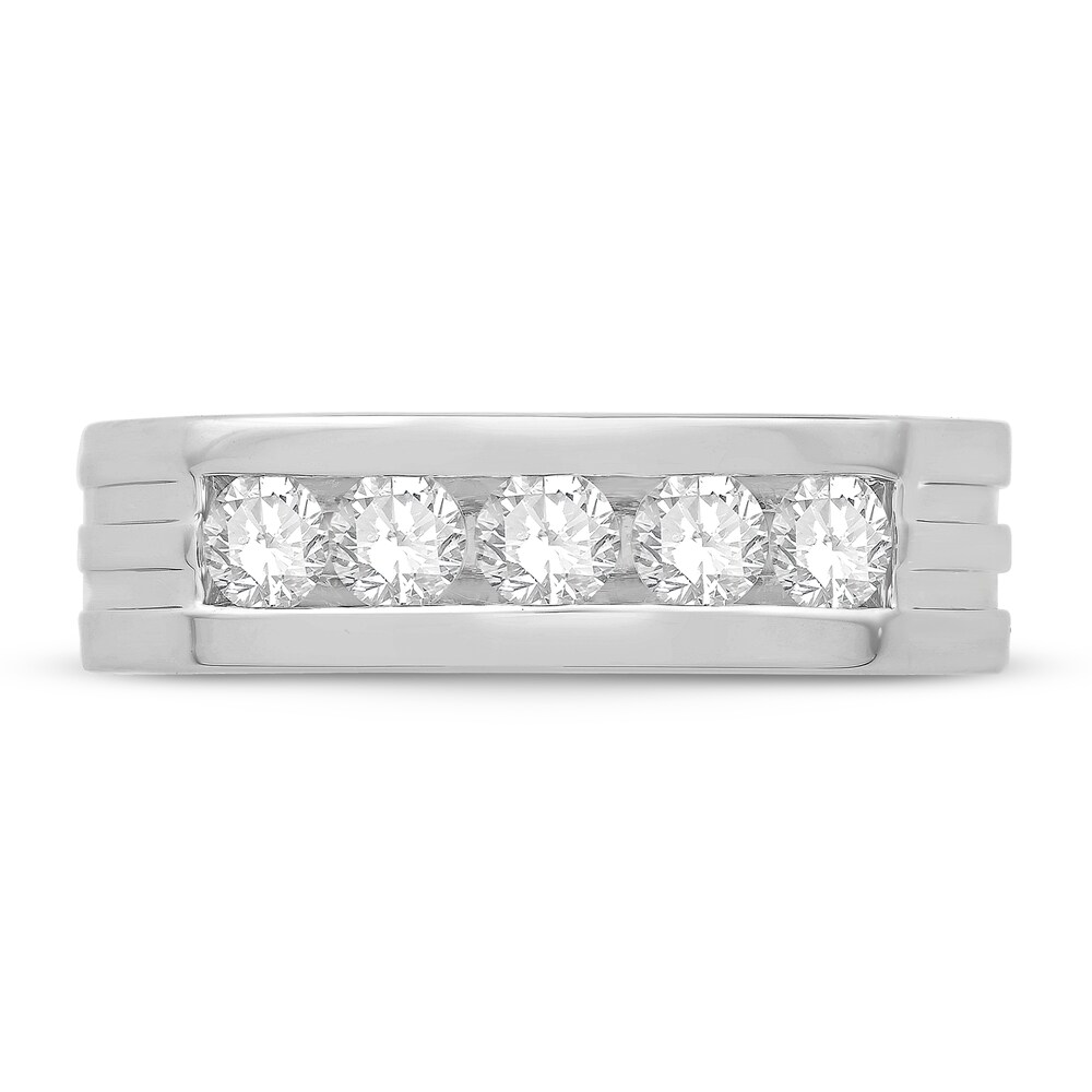 Men\'s Diamond Wedding Band 1 ct tw Round 14K White Gold gzO1ssUG