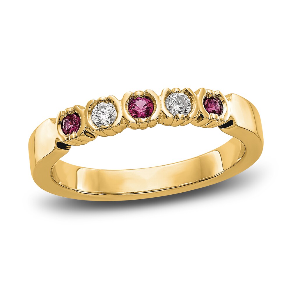 Natural Ruby Stackable Ring 1/10 ct tw Diamonds 14K Yellow Gold h1WeuUBF Natural Ruby Stackable Ring 1/10 ct tw Diamonds 14K Yellow Gold h1WeuUBF