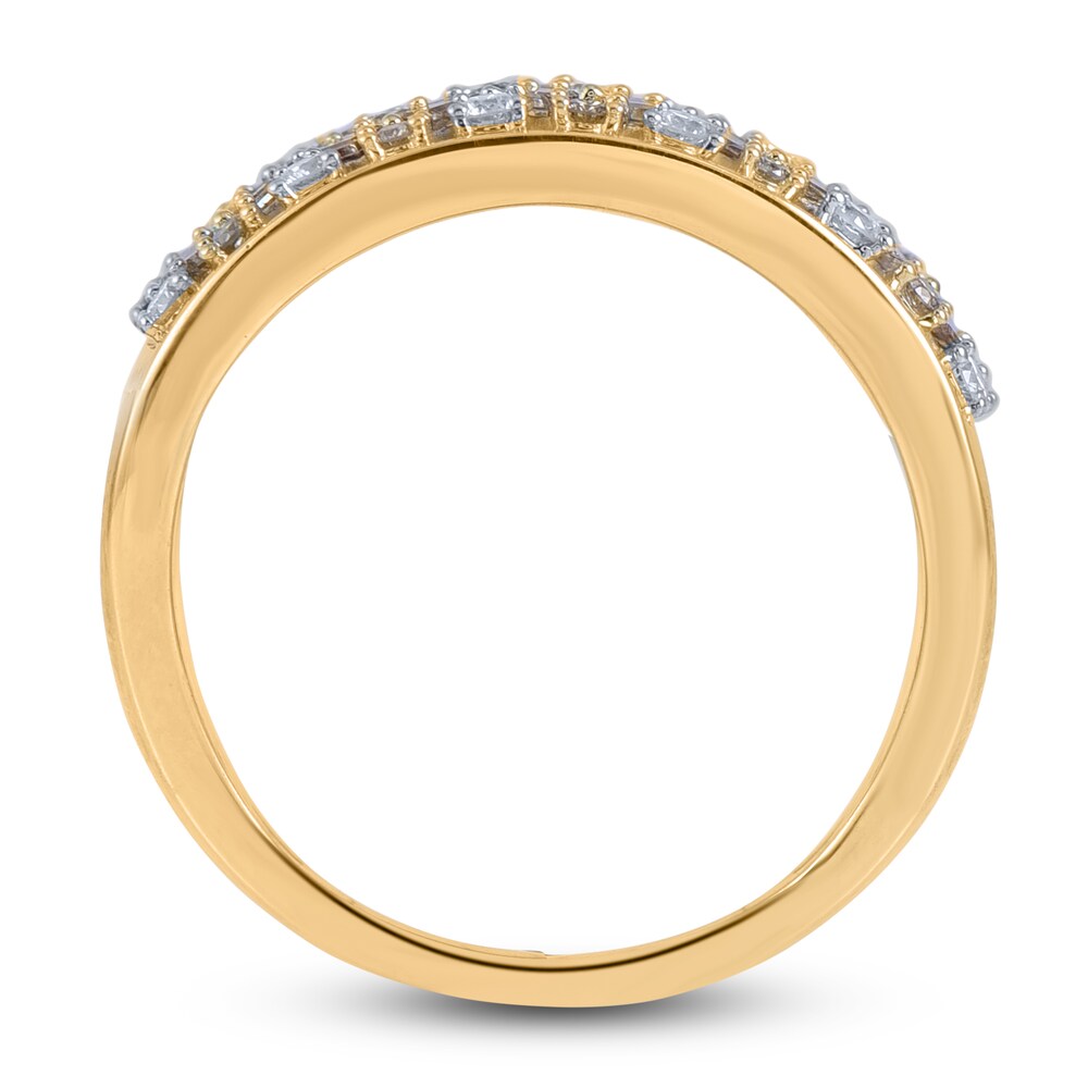 Brown & White Diamond Ring 3/4 ct tw Round/Baguette 14K Yellow Gold h5Vl8Ezo Brown & White Diamond Ring 3/4 ct tw Round/Baguette 14K Yellow Gold h5Vl8Ezo