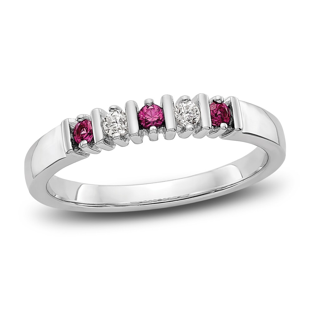 Natural Ruby Stackable Ring 1/15 ct tw Diamonds 14K White Gold hApW3KtF Natural Ruby Stackable Ring 1/15 ct tw Diamonds 14K White Gold hApW3KtF