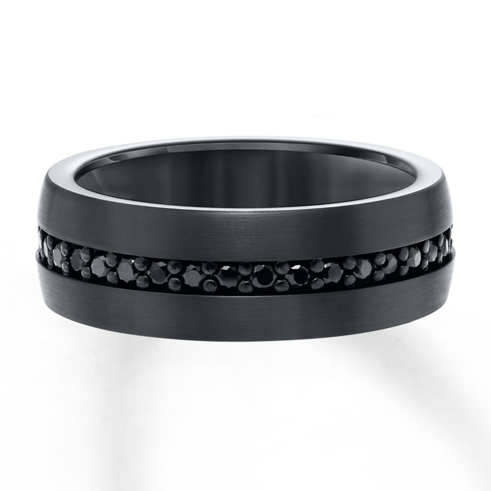 Sapphire Wedding Band Black Tungsten Carbide 8mm hKLbyLtf
