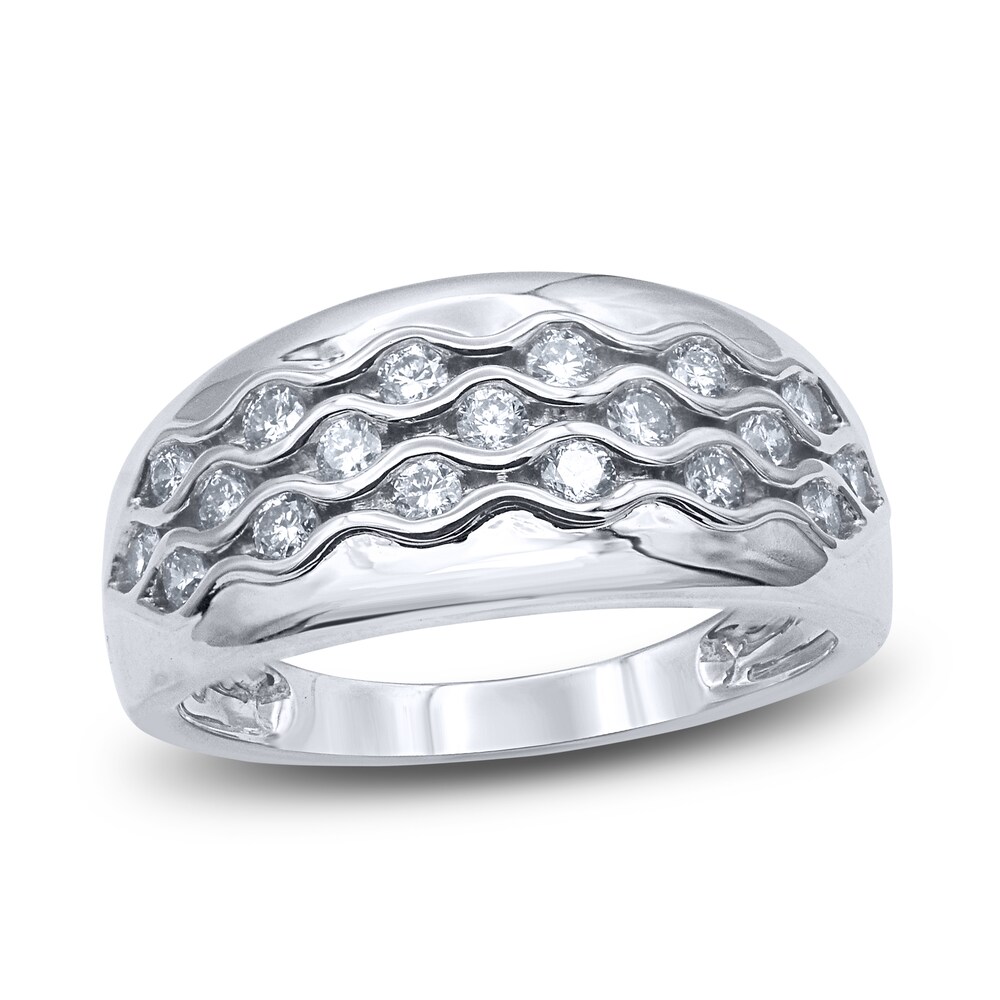 Diamond Wave Anniversary Band 1/2 ct tw Round 14K White Gold hfPGSIhJ