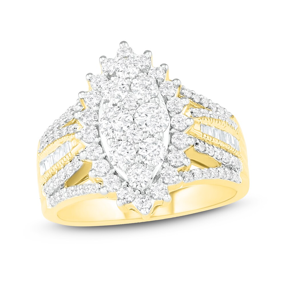 Diamond Ring 1-1/2 ct tw Round/Baguette 14K Yellow Gold hpv2zwCs Diamond Ring 1-1/2 ct tw Round/Baguette 14K Yellow Gold hpv2zwCs