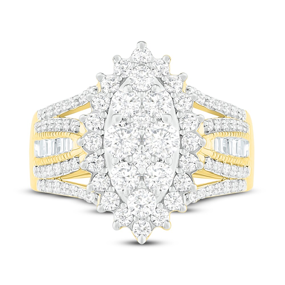 Diamond Ring 1-1/2 ct tw Round/Baguette 14K Yellow Gold hpv2zwCs Diamond Ring 1-1/2 ct tw Round/Baguette 14K Yellow Gold hpv2zwCs