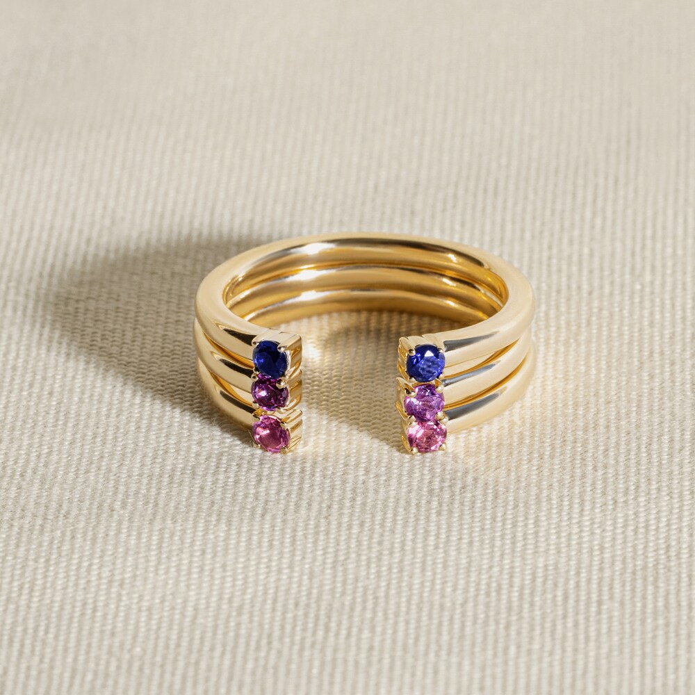 Juliette Maison Natural Blue Sapphire Cuff Ring 10K White Gold hskzfGue Juliette Maison Natural Blue Sapphire Cuff Ring 10K White Gold hskzfGue