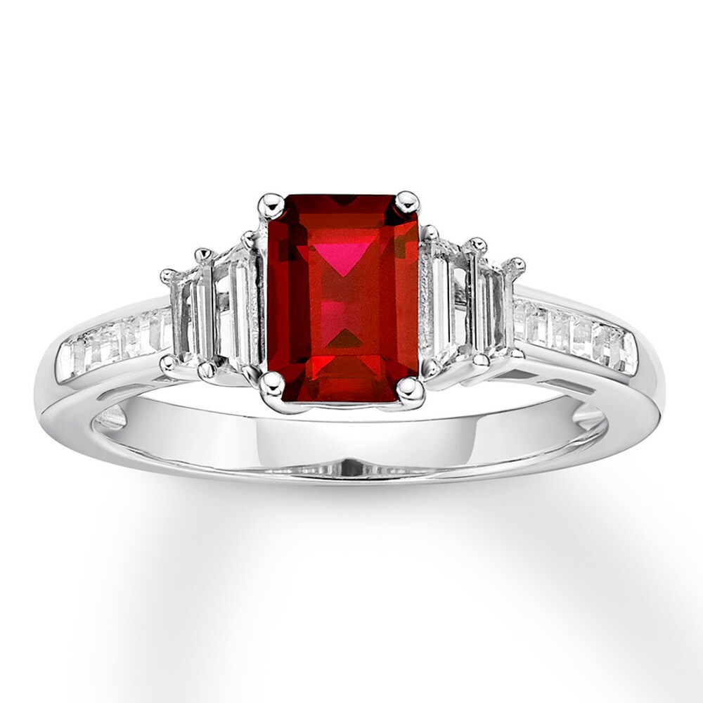 Lab-Created Ruby Ring Lab-Created Sapphires 10K White Gold hve6q2O2 Lab-Created Ruby Ring Lab-Created Sapphires 10K White Gold hve6q2O2