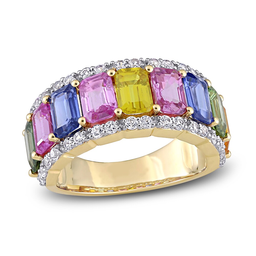 Natural Multi-Color Sapphire Ring 14K Yellow Gold hzTH5OkZ Natural Multi-Color Sapphire Ring 14K Yellow Gold hzTH5OkZ