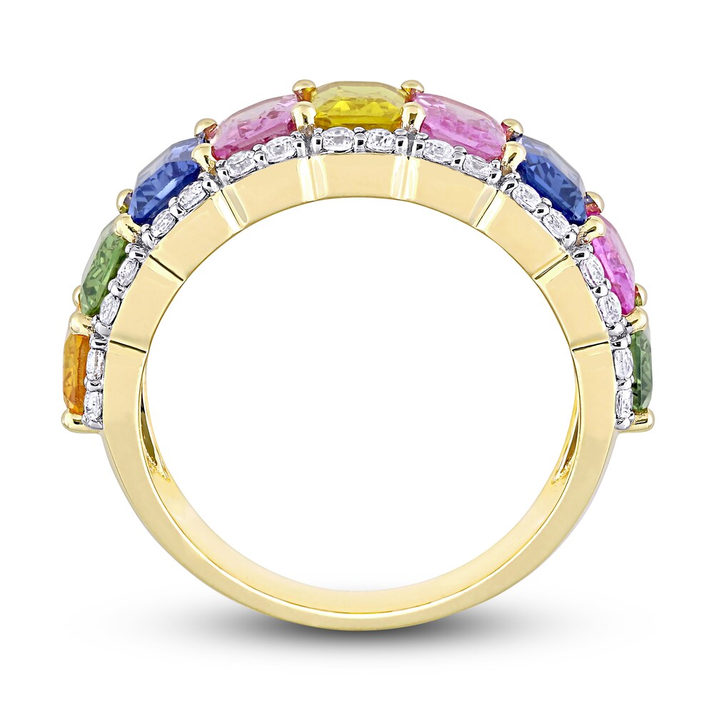Natural Multi-Color Sapphire Ring 14K Yellow Gold hzTH5OkZ Natural Multi-Color Sapphire Ring 14K Yellow Gold hzTH5OkZ