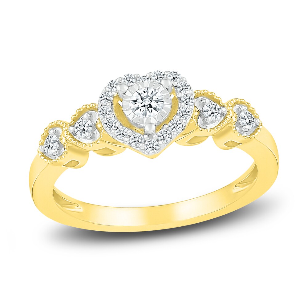 Diamond Heart Promise Ring 1/5 ct tw Round 10K Yellow Gold i1HGmeXe