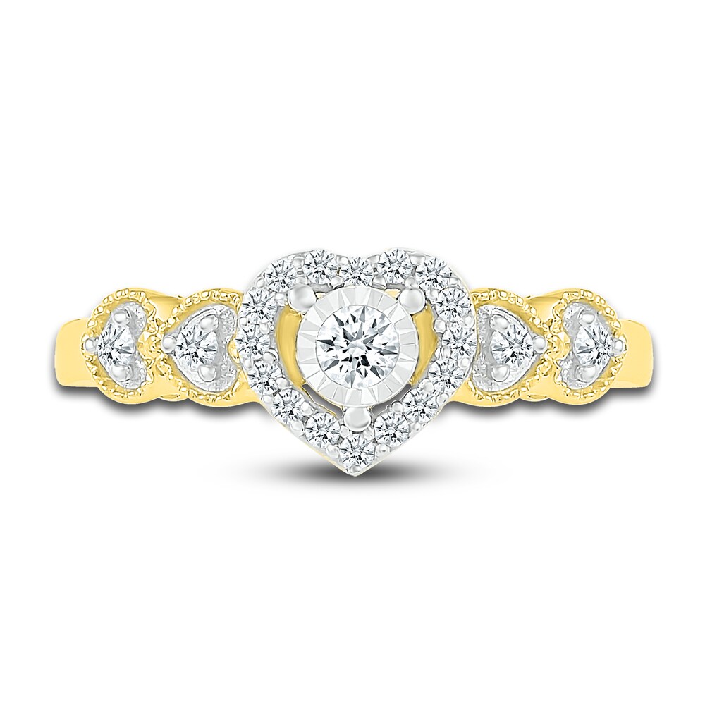 Diamond Heart Promise Ring 1/5 ct tw Round 10K Yellow Gold i1HGmeXe Diamond Heart Promise Ring 1/5 ct tw Round 10K Yellow Gold i1HGmeXe