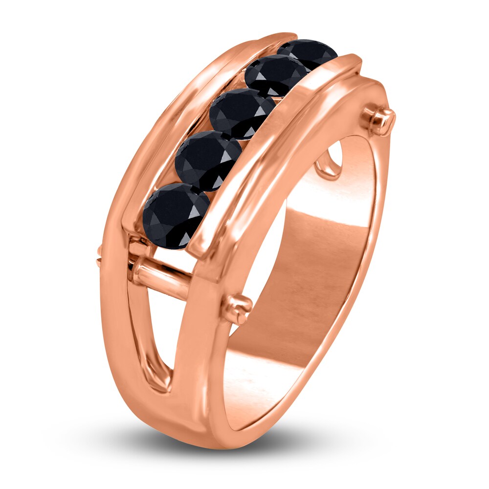 Men\'s Black Diamond Anniversary Ring 1-1/4 ct tw Round 14K Rose Gold i65izngj Men\'s Black Diamond Anniversary Ring 1-1/4 ct tw Round 14K Rose Gold i65izngj
