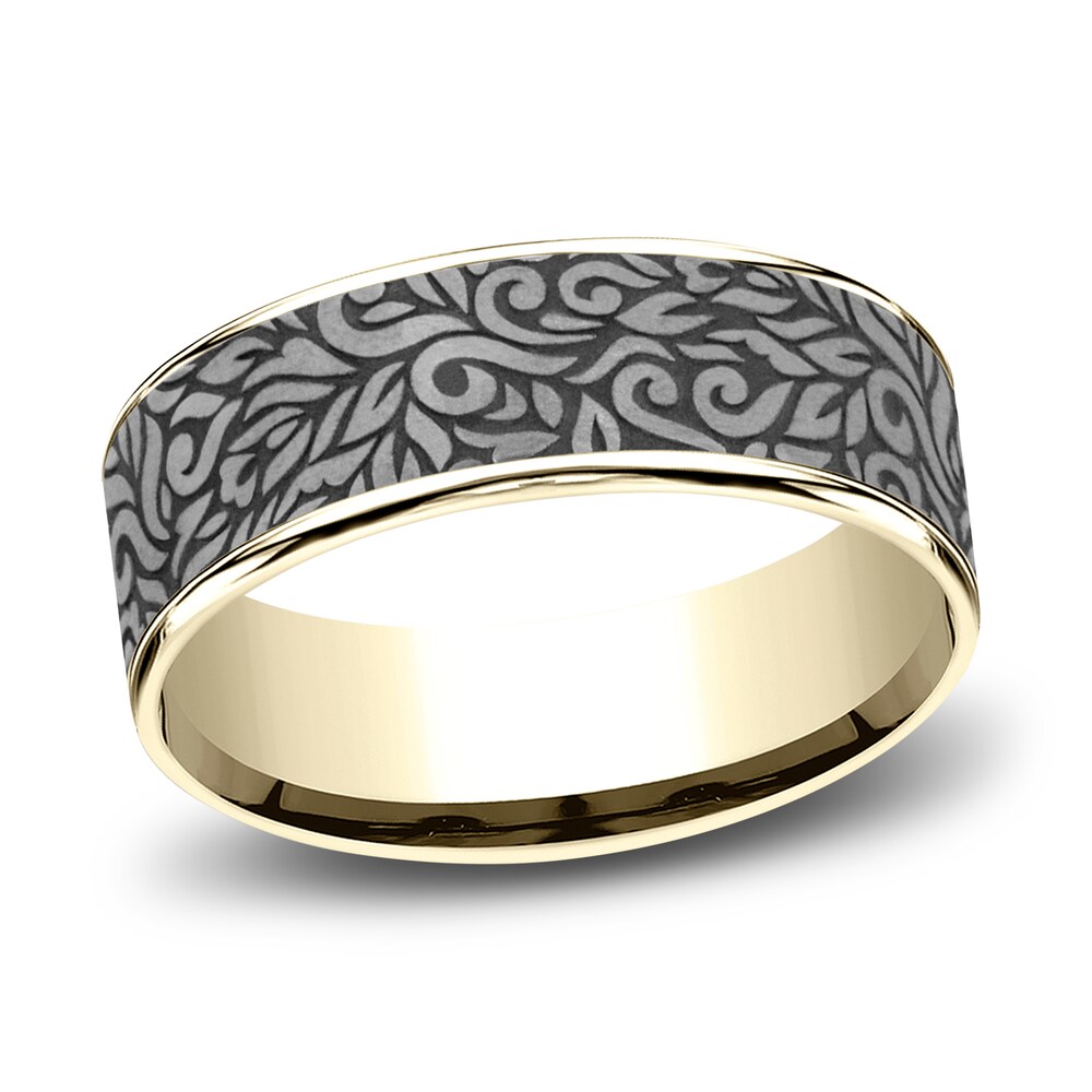 Men's Paisley Wedding Band 14K Yellow Gold/Tantalum 7.5mm i7pkwKfm Men's Paisley Wedding Band 14K Yellow Gold/Tantalum 7.5mm i7pkwKfm