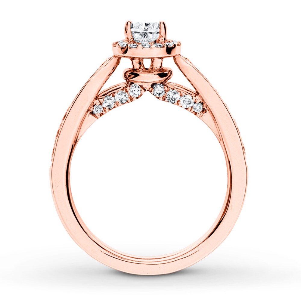 Diamond Bridal Set 1-1/5 ct tw Pear-shaped/Round 14K Rose Gold iBMqqyQO