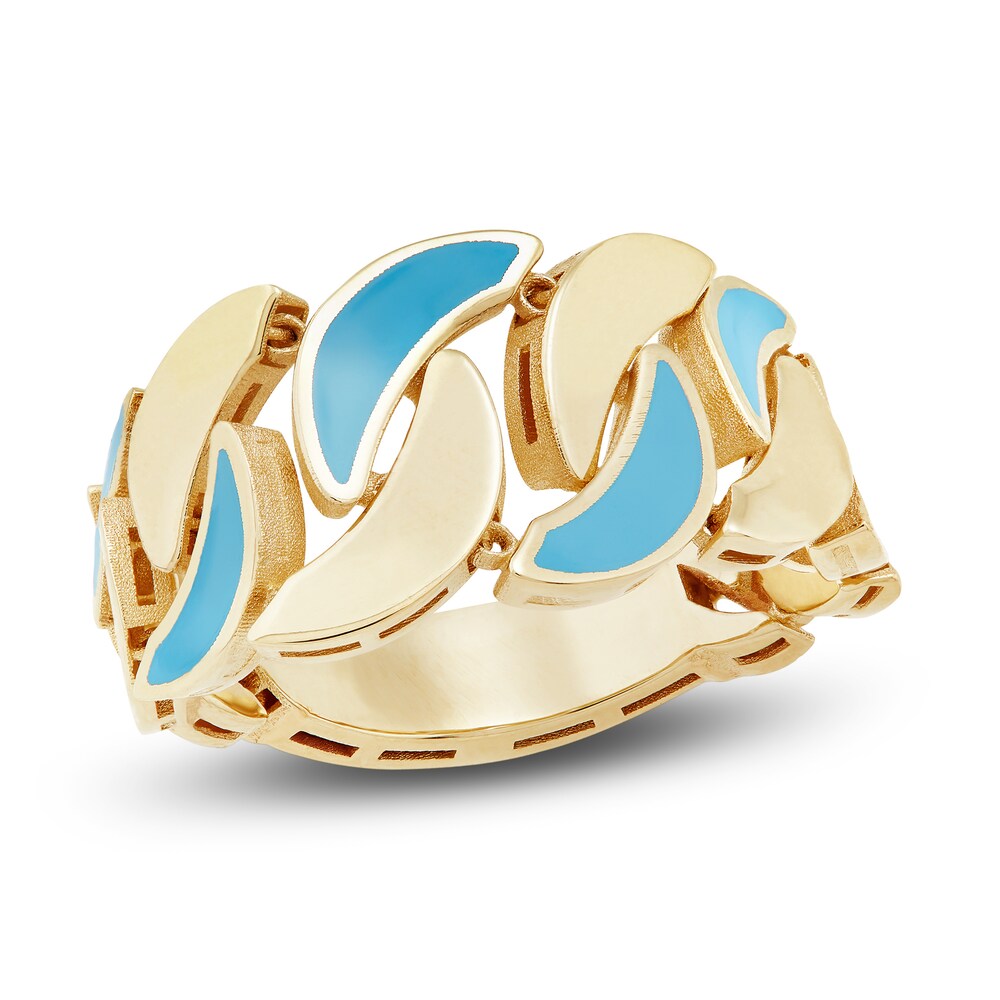 Italia D'Oro Puzzle Design Band Blue Enamel 14K Yellow Gold iHSfR5vB Italia D'Oro Puzzle Design Band Blue Enamel 14K Yellow Gold iHSfR5vB