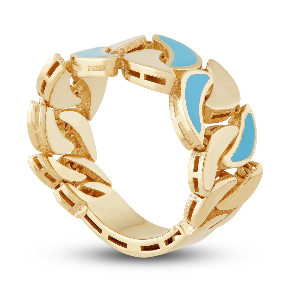 Italia D\'Oro Puzzle Design Band Blue Enamel 14K Yellow Gold iHSfR5vB Italia D\'Oro Puzzle Design Band Blue Enamel 14K Yellow Gold iHSfR5vB