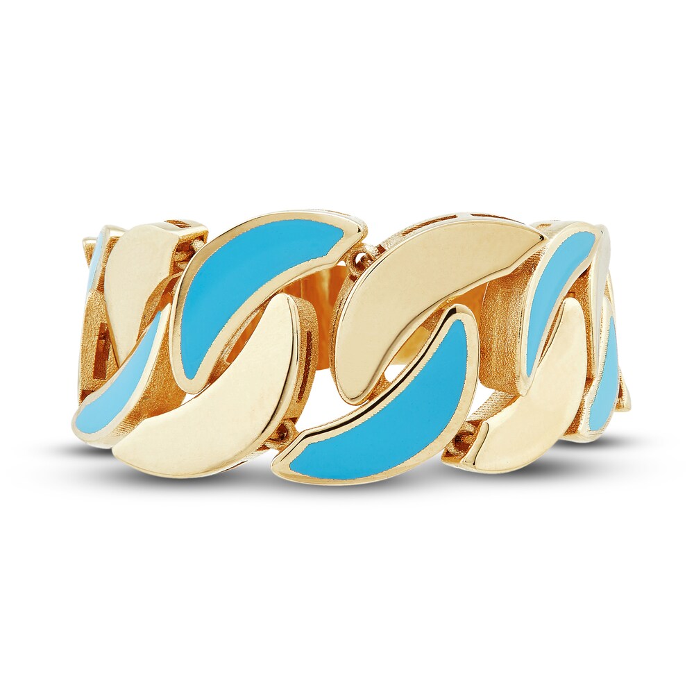 Italia D\'Oro Puzzle Design Band Blue Enamel 14K Yellow Gold iHSfR5vB Italia D\'Oro Puzzle Design Band Blue Enamel 14K Yellow Gold iHSfR5vB