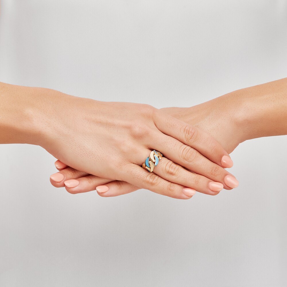 Italia D\'Oro Puzzle Design Band Blue Enamel 14K Yellow Gold iHSfR5vB Italia D\'Oro Puzzle Design Band Blue Enamel 14K Yellow Gold iHSfR5vB