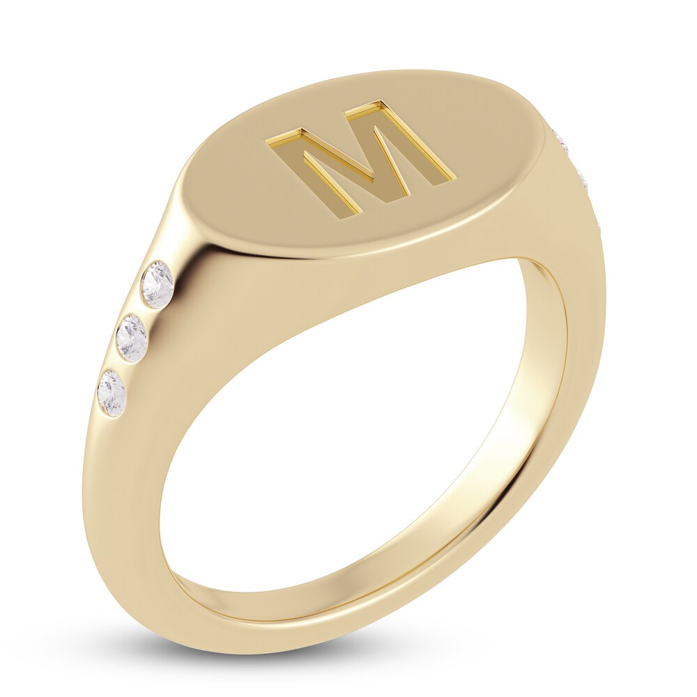 Juliette Maison Diamond Engravable Initial Signet Ring 1/8 ct tw Round 10K Yellow Gold iIC3Uxy0 Juliette Maison Diamond Engravable Initial Signet Ring 1/8 ct tw Round 10K Yellow Gold iIC3Uxy0