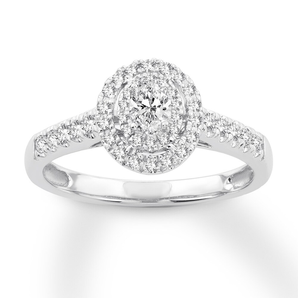 Diamond Promise Ring 1/2 carat tw Oval/Round 10K White Gold iTTpEOBM Diamond Promise Ring 1/2 carat tw Oval/Round 10K White Gold iTTpEOBM