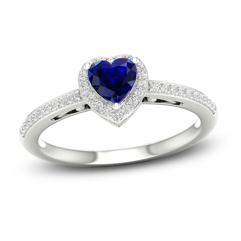 Natural Blue Sapphire Ring 1/8 ct tw Diamonds 14K White Gold iXMUqVhS Natural Blue Sapphire Ring 1/8 ct tw Diamonds 14K White Gold iXMUqVhS