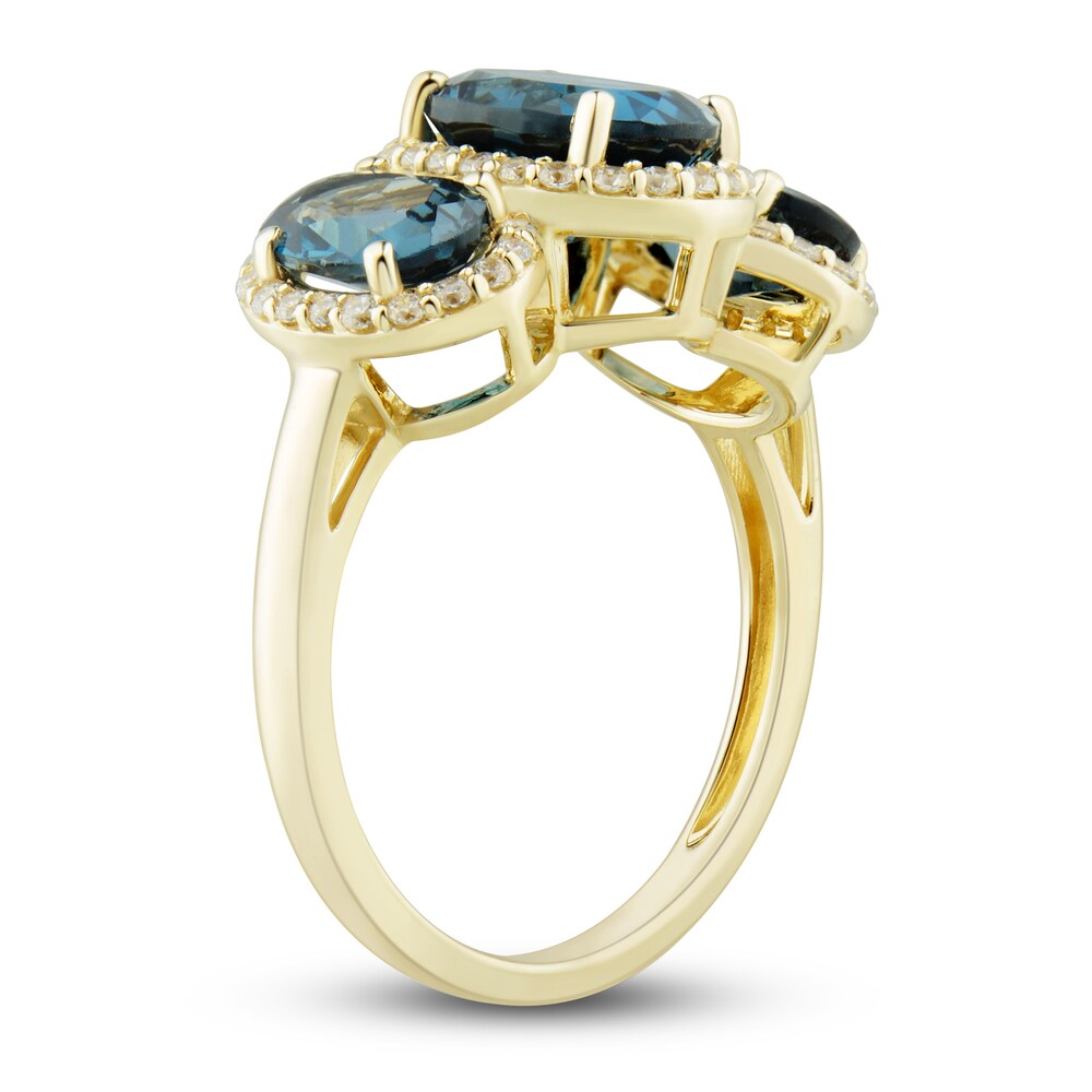 Natural Blue Topaz Three-Stone Ring 1/4 ct tw Diamonds 10K Yellow Gold ifynIWrm Natural Blue Topaz Three-Stone Ring 1/4 ct tw Diamonds 10K Yellow Gold ifynIWrm