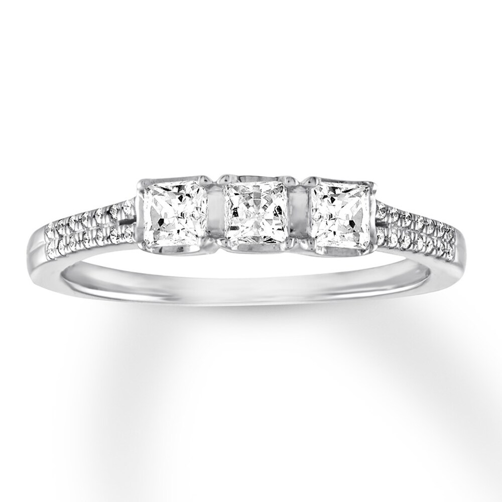 Diamond Ring 1/2 ct tw Princess-cut/Round 14K White Gold iqP3B0Vd Diamond Ring 1/2 ct tw Princess-cut/Round 14K White Gold iqP3B0Vd