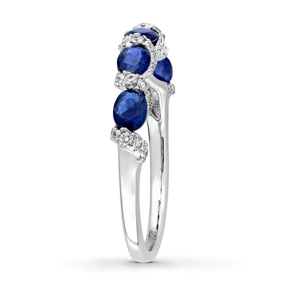 Natural Sapphire Ring 1/4 ct tw Diamonds 14K White Gold j4tKOZDO