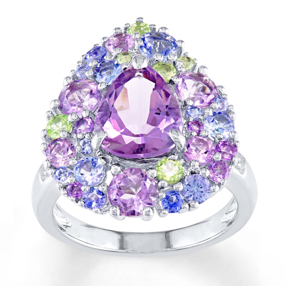 Amethyst Ring Tanzanite & Peridot Accents Sterling Silver j78ybNoN Amethyst Ring Tanzanite & Peridot Accents Sterling Silver j78ybNoN