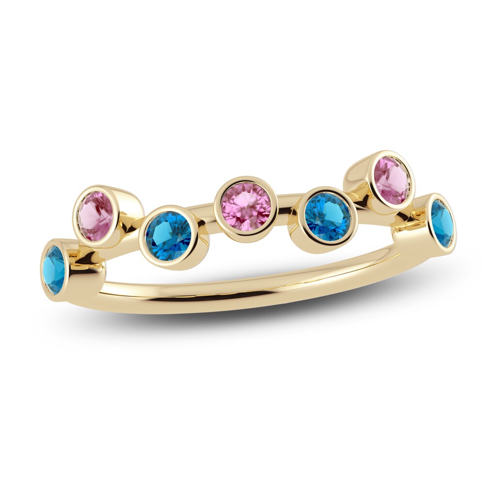 Juliette Maison Natural Pink Tourmaline & Natural Blue Zircon Ring 10K Yellow Gold jRPZQTrd Juliette Maison Natural Pink Tourmaline & Natural Blue Zircon Ring 10K Yellow Gold jRPZQTrd