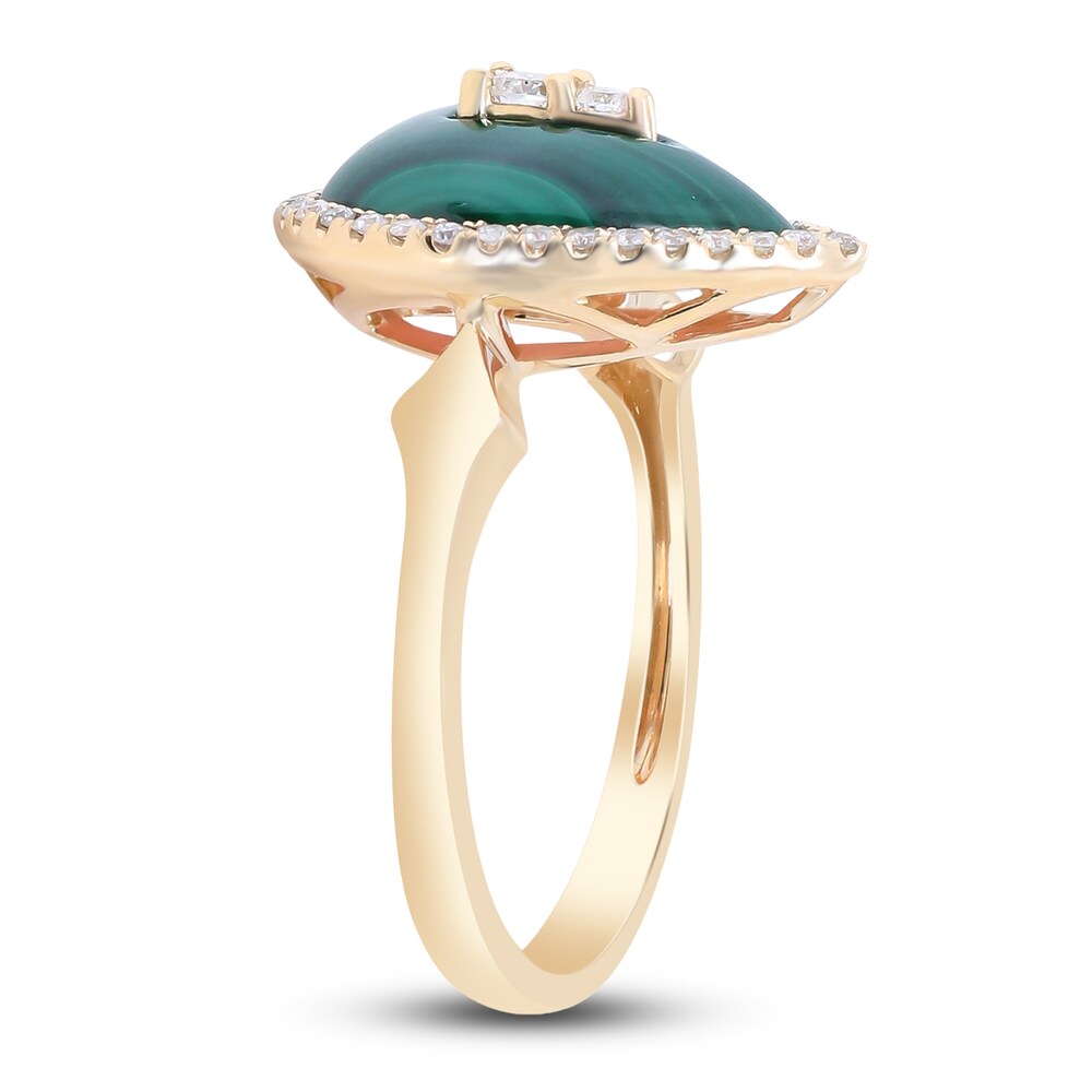 Natural Malachite Ring 1/4 ct tw Diamonds 14K Yellow Gold jT2Ugrpy Natural Malachite Ring 1/4 ct tw Diamonds 14K Yellow Gold jT2Ugrpy