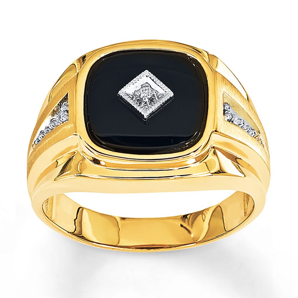 Men's Onyx Ring Diamond Accents 14K Yellow Gold jTYjfGwm Men's Onyx Ring Diamond Accents 14K Yellow Gold jTYjfGwm