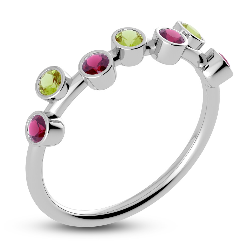 Juliette Maison Natural Peridot & Natural Rhodolite Garnet Ring 10K White Gold jVAuPa0S