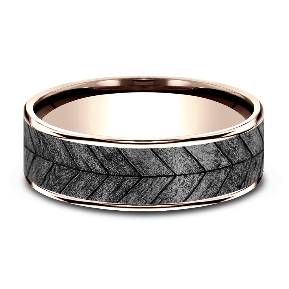 Chevron Wedding Band Tantalum/14K Rose Gold 7.5mm jukP0IxI Chevron Wedding Band Tantalum/14K Rose Gold 7.5mm jukP0IxI