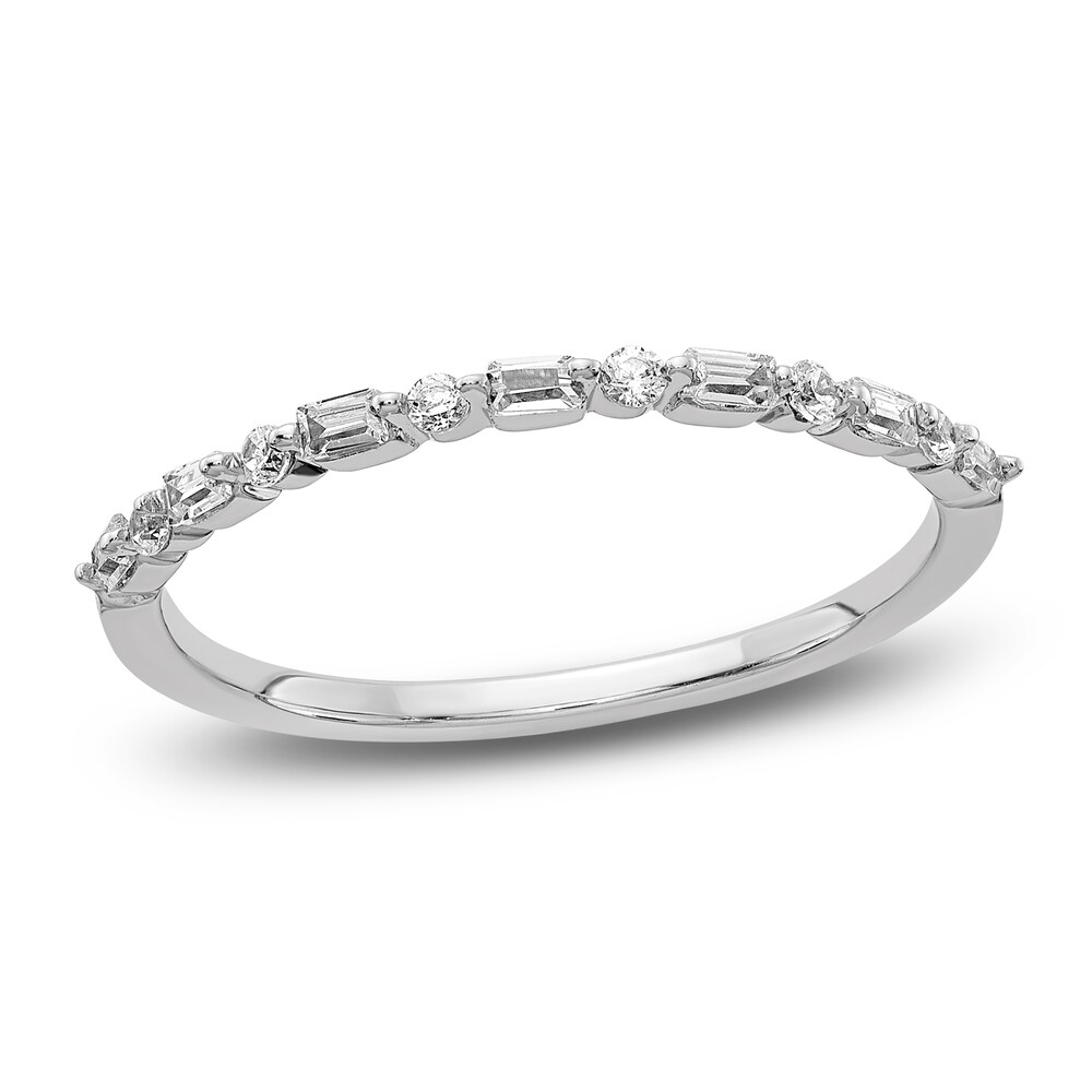 Diamond Wedding Band 1/6 ct tw Round/Baguette 14K White Gold jwHBXwVx Diamond Wedding Band 1/6 ct tw Round/Baguette 14K White Gold jwHBXwVx