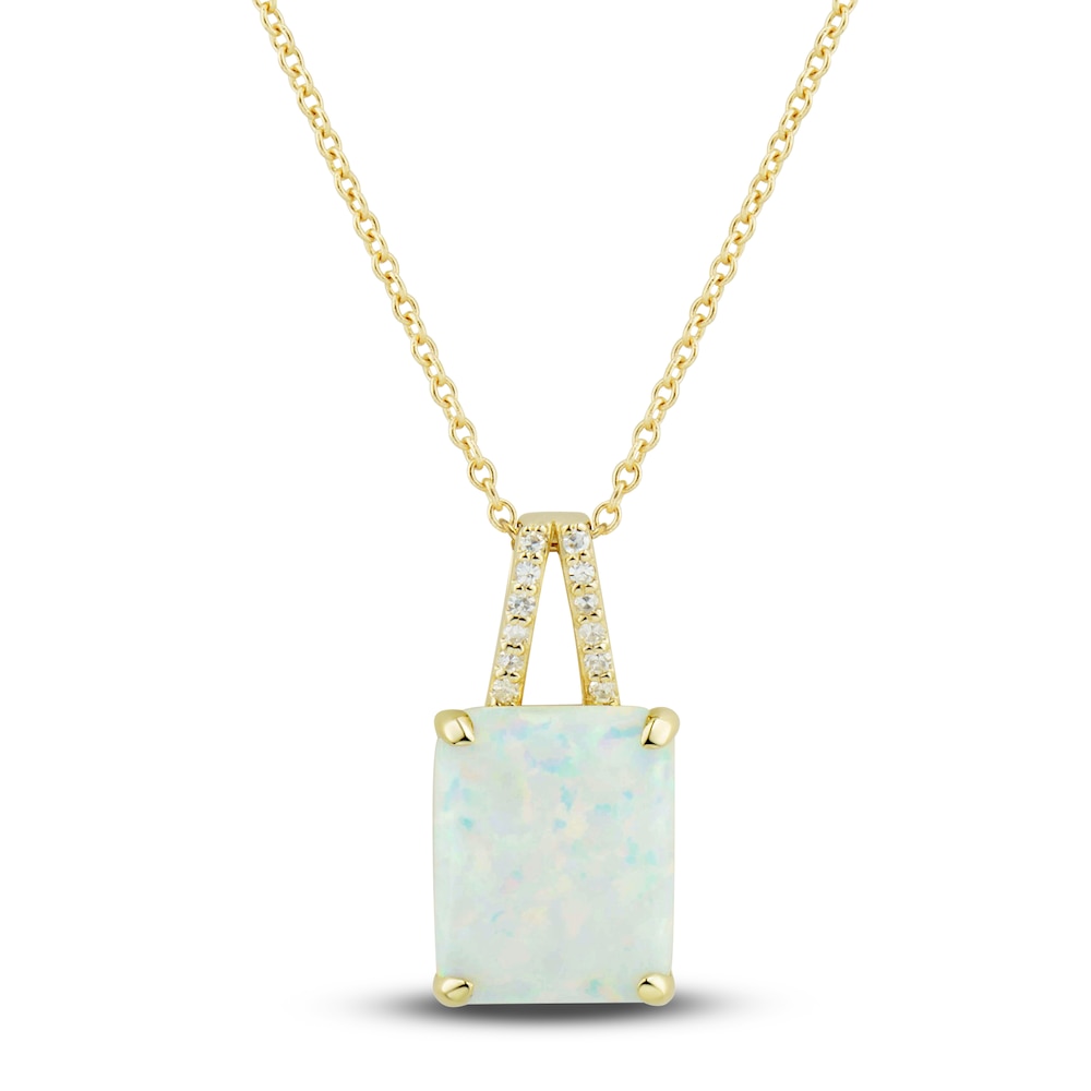 Lab-Created Opal Ring, Earring & Necklace Set 1/5 ct tw Diamonds 10K Yellow Gold kAzGu9iD Lab-Created Opal Ring, Earring & Necklace Set 1/5 ct tw Diamonds 10K Yellow Gold kAzGu9iD