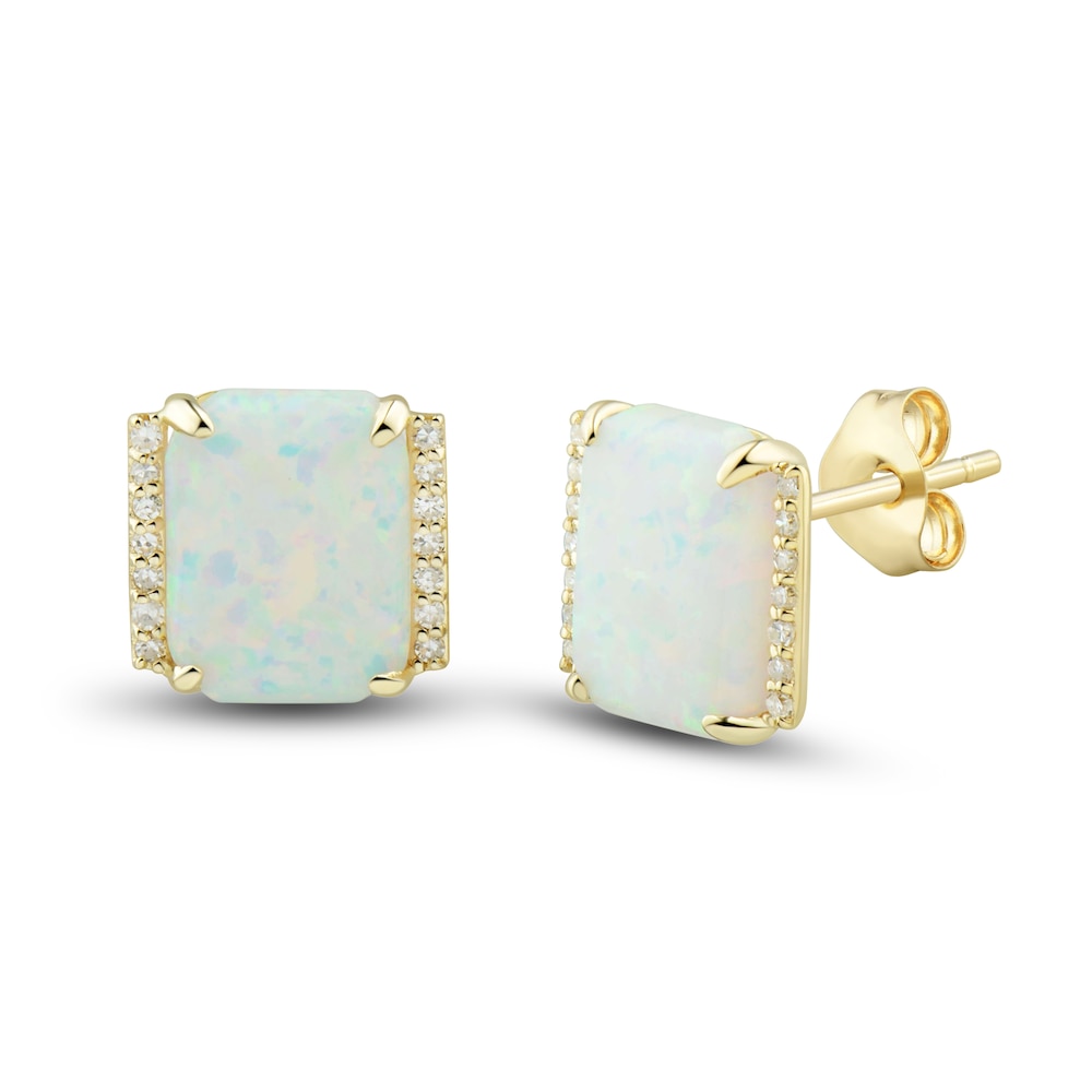 Lab-Created Opal Ring, Earring & Necklace Set 1/5 ct tw Diamonds 10K Yellow Gold kAzGu9iD Lab-Created Opal Ring, Earring & Necklace Set 1/5 ct tw Diamonds 10K Yellow Gold kAzGu9iD