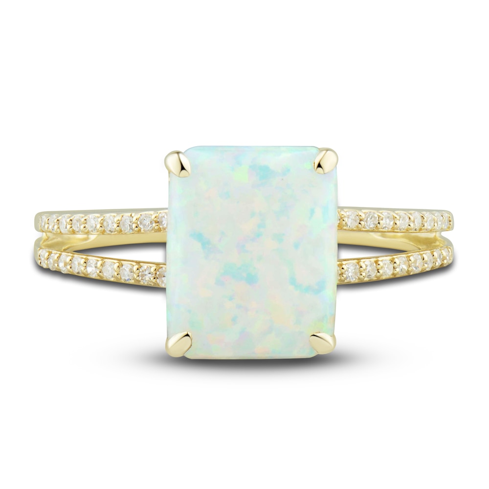 Lab-Created Opal Ring, Earring & Necklace Set 1/5 ct tw Diamonds 10K Yellow Gold kAzGu9iD Lab-Created Opal Ring, Earring & Necklace Set 1/5 ct tw Diamonds 10K Yellow Gold kAzGu9iD