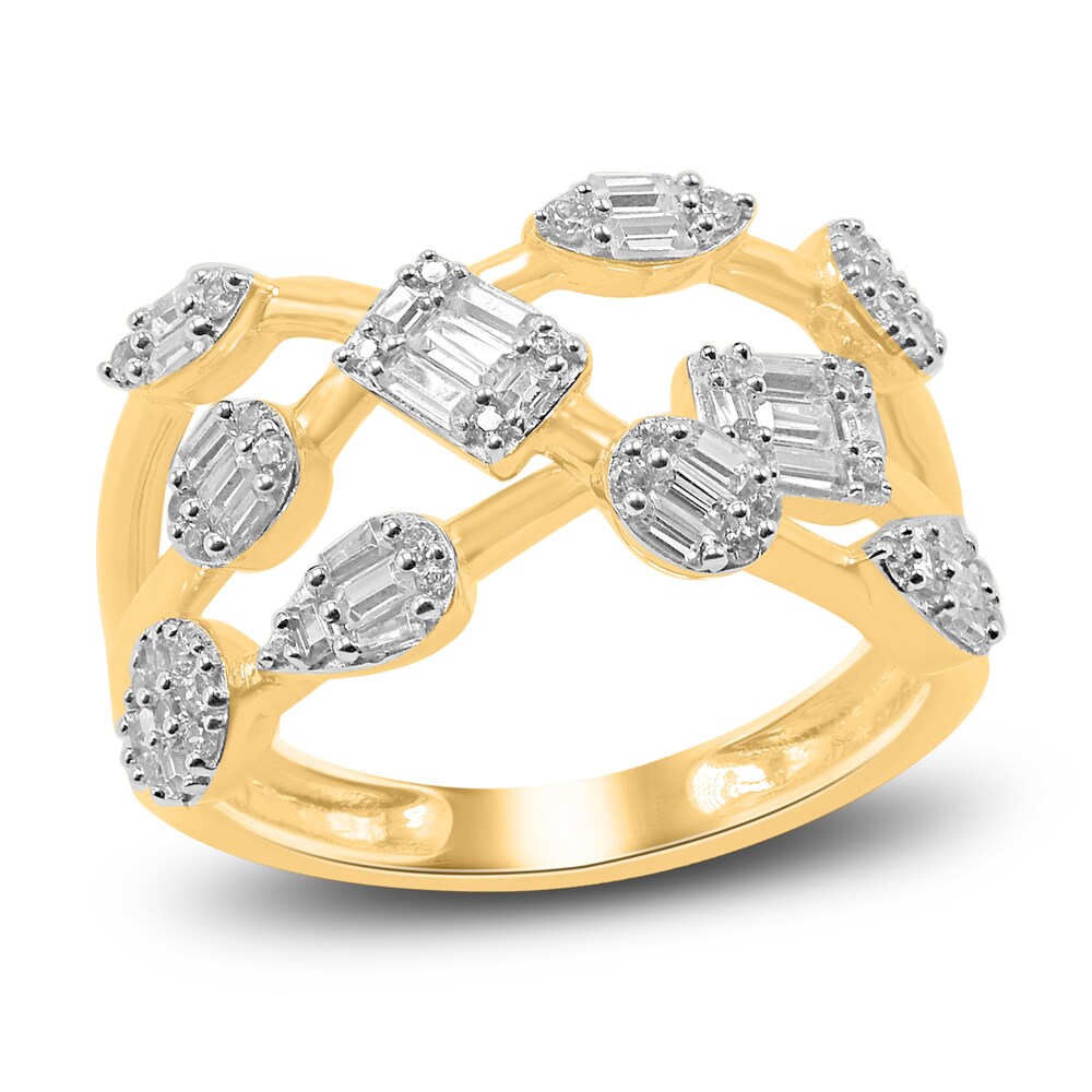 Diamond Bypass Ring 1/2 ct tw Round 14K Yellow Gold/Rhodium kCODgdDF Diamond Bypass Ring 1/2 ct tw Round 14K Yellow Gold/Rhodium kCODgdDF