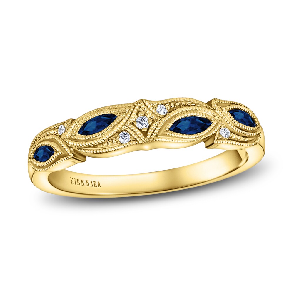 Kirk Kara Natural Blue Sapphire Anniversary Band Diamond Accents 14K Yellow Gold kGtKwDo8 Kirk Kara Natural Blue Sapphire Anniversary Band Diamond Accents 14K Yellow Gold kGtKwDo8