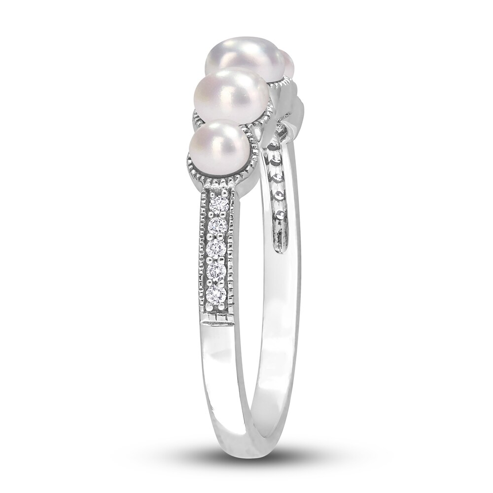Cultured Freshwater Pearl 5-Stone Ring 1/20 ct tw Round 14K White Gold kJKSuBPq Cultured Freshwater Pearl 5-Stone Ring 1/20 ct tw Round 14K White Gold kJKSuBPq