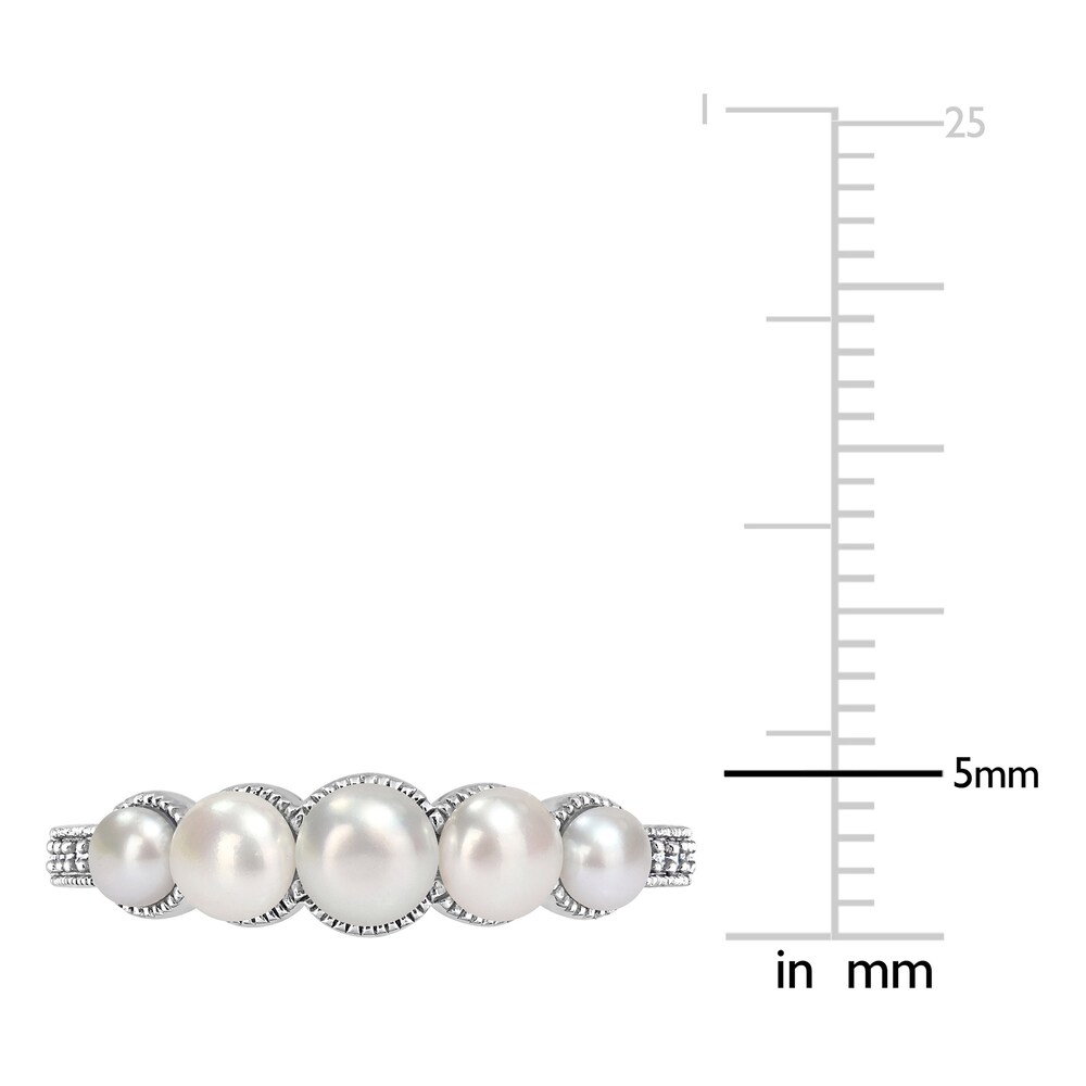 Cultured Freshwater Pearl 5-Stone Ring 1/20 ct tw Round 14K White Gold kJKSuBPq Cultured Freshwater Pearl 5-Stone Ring 1/20 ct tw Round 14K White Gold kJKSuBPq