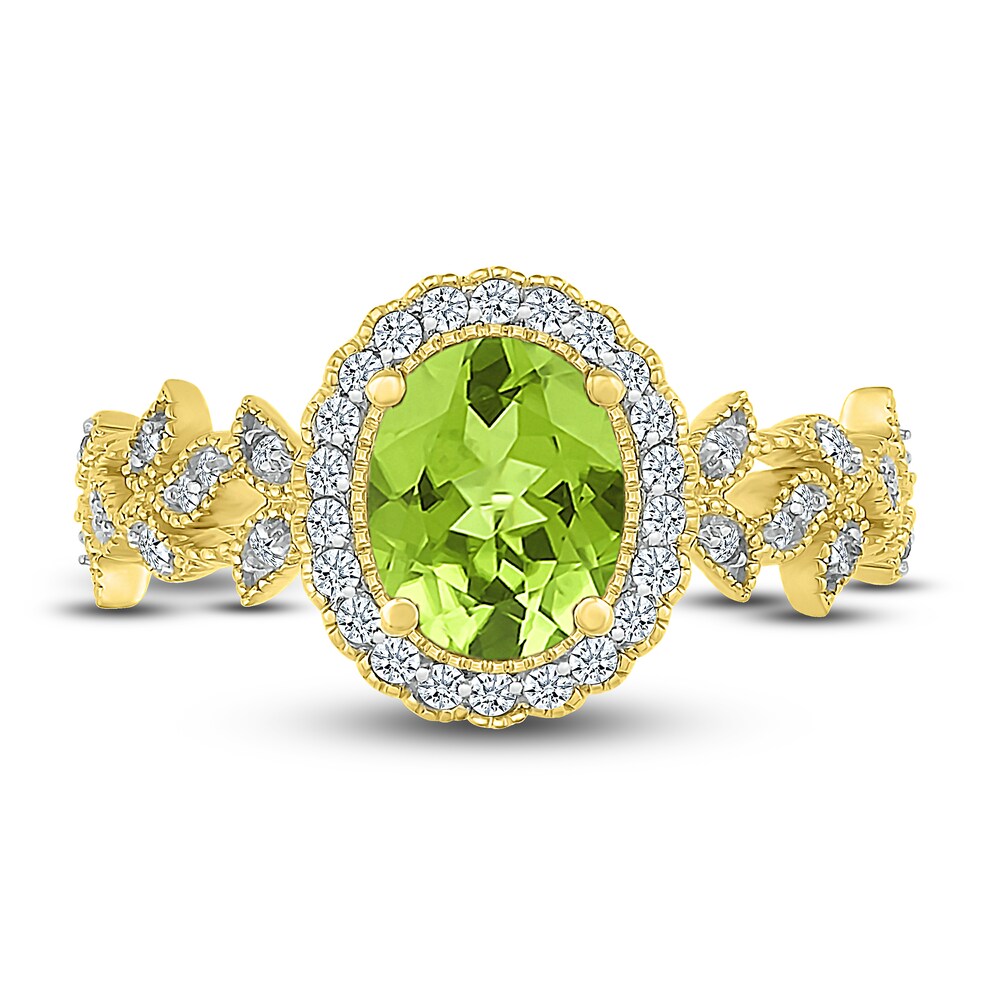 Natural Peridot Ring 1/4 ct tw Diamonds 10K Yellow Gold kYgFC4L9 Natural Peridot Ring 1/4 ct tw Diamonds 10K Yellow Gold kYgFC4L9