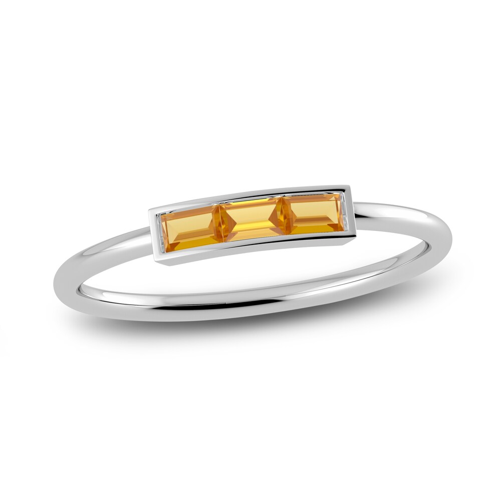 Juliette Maison Natural Citrine Baguette Bar Ring 10K White Gold kaglJKNY Juliette Maison Natural Citrine Baguette Bar Ring 10K White Gold kaglJKNY