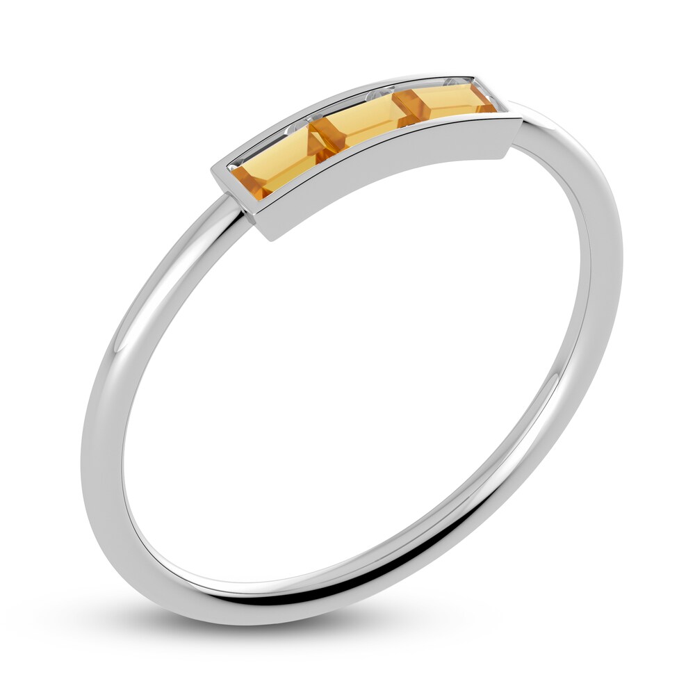 Juliette Maison Natural Citrine Baguette Bar Ring 10K White Gold kaglJKNY Juliette Maison Natural Citrine Baguette Bar Ring 10K White Gold kaglJKNY